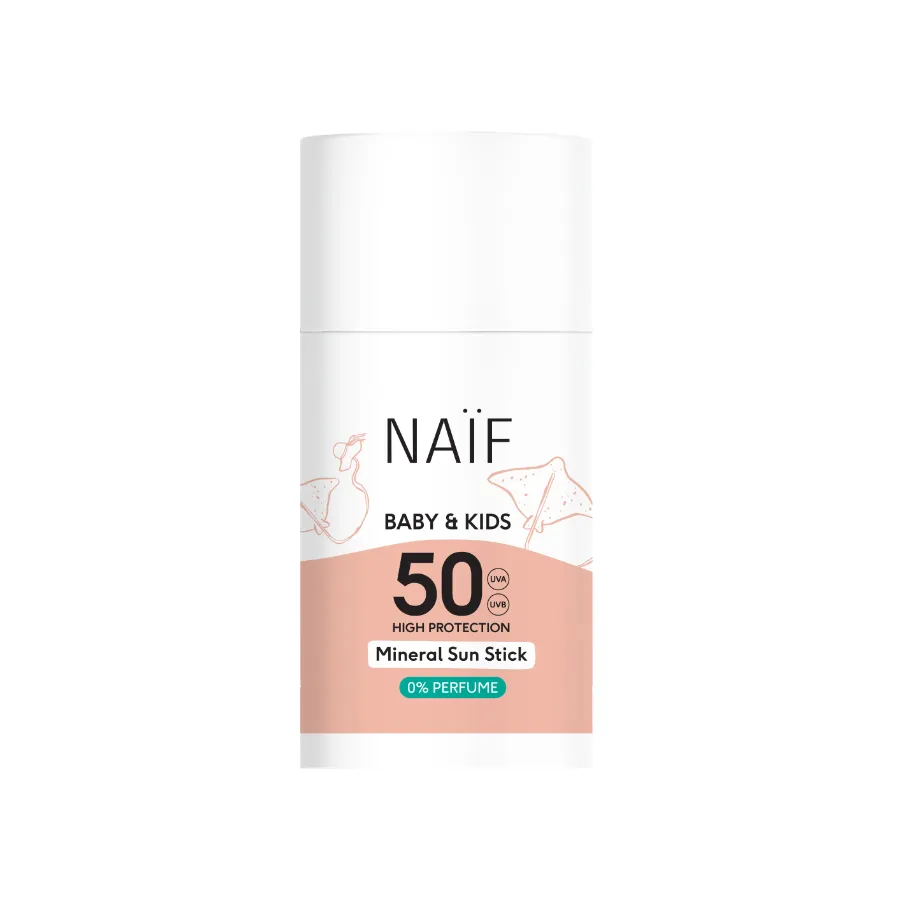NAIF Ochranná tyčinka na opalování SPF 50 pro děti a miminka bez parfemace 